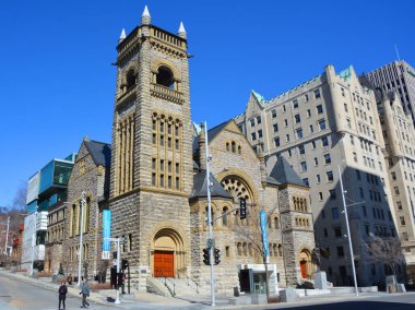 Montreal QUEBEC CANADA - 04 23 2020: Montreal Güzel Sanatlar Müzesi (MMFA) Claire ve Marc Bourgie Pavyonu Montreal 'in en büyük müzesidir.
