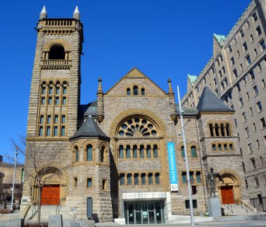 Montreal QUEBEC CANADA - 04 23 2020: Montreal Güzel Sanatlar Müzesi (MMFA) Claire ve Marc Bourgie Pavyonu Montreal 'in en büyük müzesidir.
