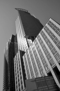 MONTREAL QUEBEC CANADA - 04 07 2020: Montreal şehir merkezi ve Giants gökdelenleri 1250 Rene-Levesque, La Tour IBM-Maraton Kuleleri olarak da bilinir.