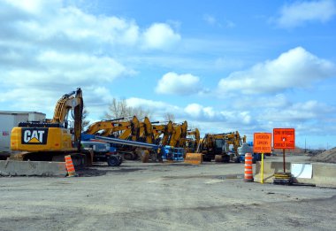 MONTREAL QUEBEC CANADA - 04 01 2020: Büyük Montreal şantiyeleri Salgın Salgın Salgın Salgını için kapatıldı
