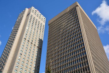 Montreal QUEBEC CANADA - 04 07 2020: Montreal Marriott Chateau Champlain Hotel Montreal, Quebec, Kanada 'da yer almaktadır. 