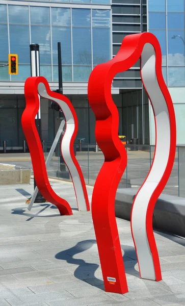 Montreal Quebec Canada 2020 Monumento Los Jugadores Hockey Modernos Cerca — Foto de Stock