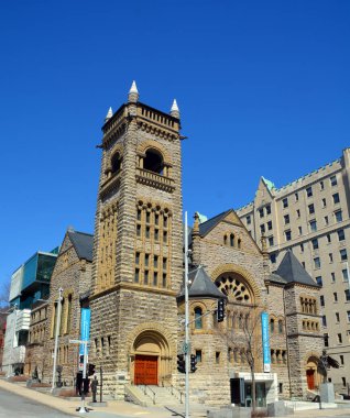 Montreal QUEBEC CANADA - 04 23 2020: Montreal Güzel Sanatlar Müzesi (MMFA) Claire ve Marc Bourgie Pavyonu Montreal 'in en büyük müzesidir.