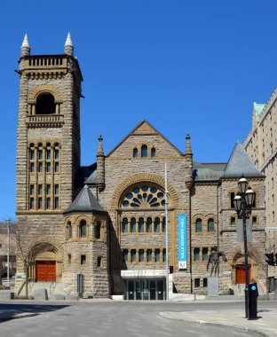 Montreal QUEBEC CANADA - 04 23 2020: Montreal Güzel Sanatlar Müzesi (MMFA) Claire ve Marc Bourgie Pavyonu Montreal 'in en büyük müzesidir.