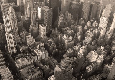 Manhattan şehir merkezinin Skyline 'ı New York' ta tarihi gökdelenleri var..