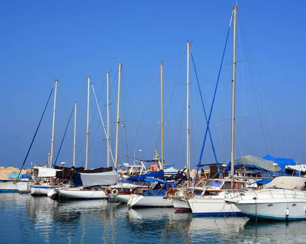 Jaffa Israel 2016 Barcos Pesca Sobre Mar Mediterrâneo Antiga Marina — Fotografia de Stock