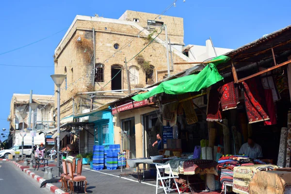 Jaffa Israel Vendedor Alfombras Mercado Pulgas Jaffa Gran Lugar Para — Foto de Stock