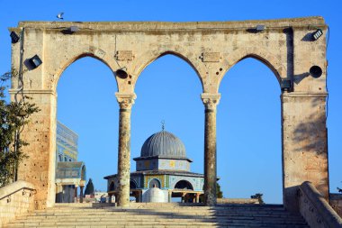 JERUSALEM ISRAEL - 26 10 16: El Aksa Camii, El Aksa ve Bayt el Mukaddas olarak da bilinir, Sünni İslam 'ın üçüncü kutsal mekanıdır..