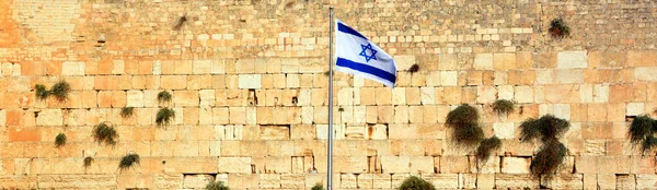 Bandiera Israeliana Muro Occidentale Gerusalemme Israele — Foto Stock
