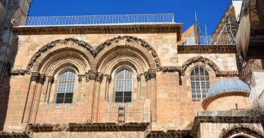 JERUSALEM - 28 10 16: Diriliş Kutsal Mezar Kilisesi veya Ortodoks Hıristiyanlar tarafından Anastasis Kilisesi 'nin detayları, Kudüs' ün Eski Şehir Kilisesi.