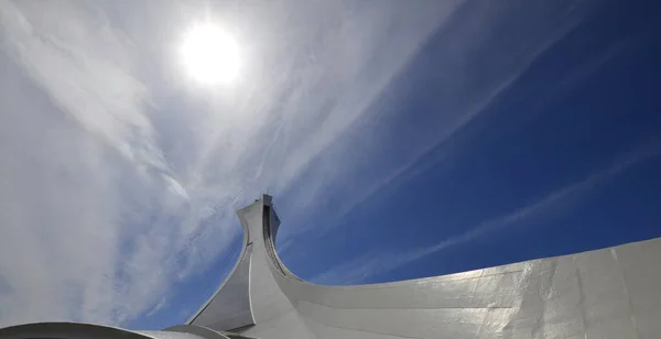 Монреаль Канада 2020 Башня Олимпийского Стадиона Монреаля Самая Высокая Наклонная — стоковое фото