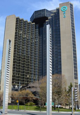 MONTREAL QUEBEC CANADA - 04 07 2020: EVO binası konfor ve heyecan kavşağında, evo Vieux-Montral size şehrin kalbinde bir ev hissi veriyor..