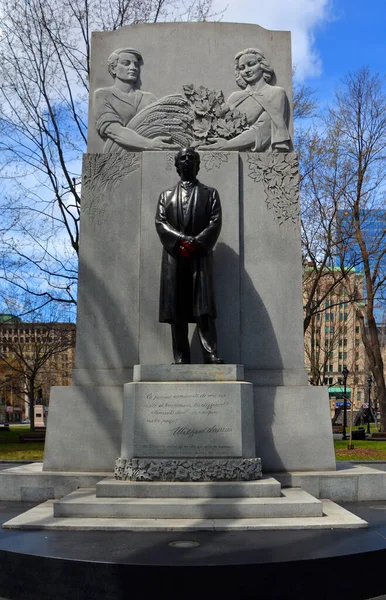 Montreal Quebec Canada 2020 Μνημείο Sir Wilfrid Laurier Από Τον — Φωτογραφία Αρχείου