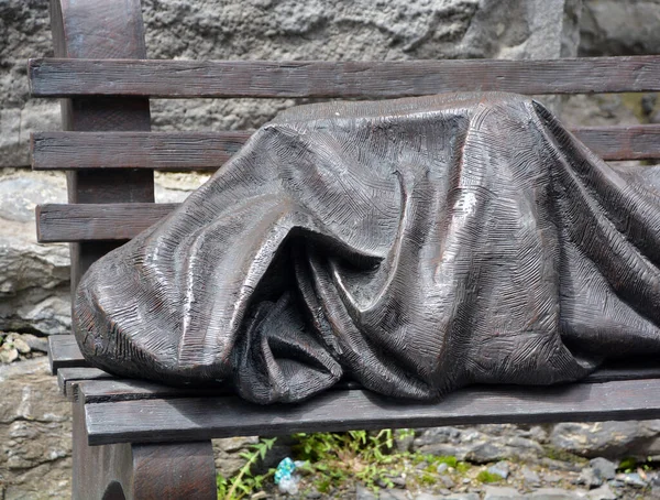 Montreal Canada 2020 Homeless Jesus Also Known Jesus Homeless Bronze — Stock Photo, Image