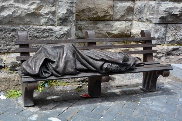 Montreal Canada 2020 Homeless Jesus También Conocido Como Jesus Homeless — Foto de Stock