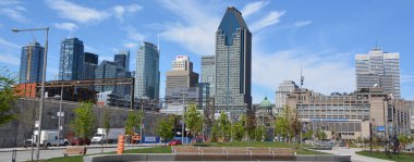 MONTREAL CANADA - 05 20 2020: Old and downtown Montreal is the central business district of Montreal, Quebec, Canada. 