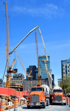 MONTREAL QUEBEC CANADA - 05 07 2020: Great Montreal construction sites reopened after shutdown for the Epidemic pandemic covid-19 people containment governement rule