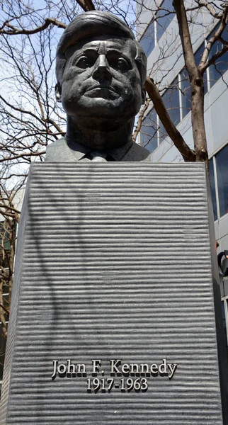 Montreal Canada 2020 Jfk Bronze Statue Monument Produced Paul Lancz — Stok fotoğraf