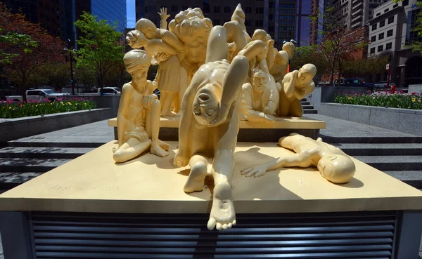 Montreal Canada 202 2020 Foule Illuminée Est Une Sculpture Publique — Photo