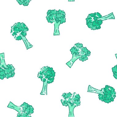 Yeşil brokoli illüstrasyon, elle çizilmiş tarzı. Sorunsuz vektör p