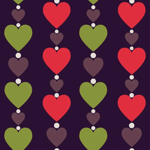Herznahtloses Muster. Vertikal veranlagte Herzen. Vektor-Illusion — Stockvektor