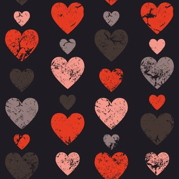 Hearts seamless pattern. Vertically disposed hearts. Vector illu — Stock Vector