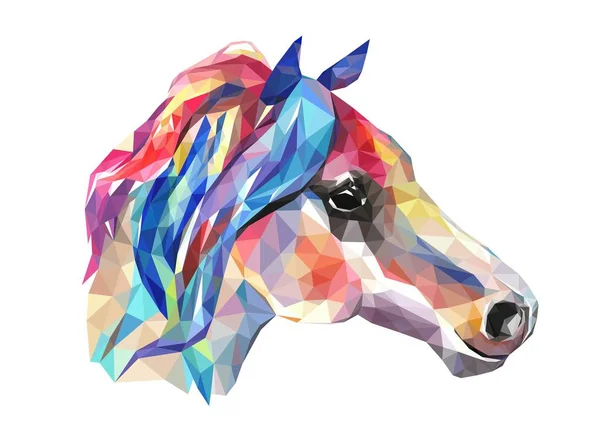 Tête de cheval, mosaïque. Style tendance géométrique sur fond blanc . — Image vectorielle