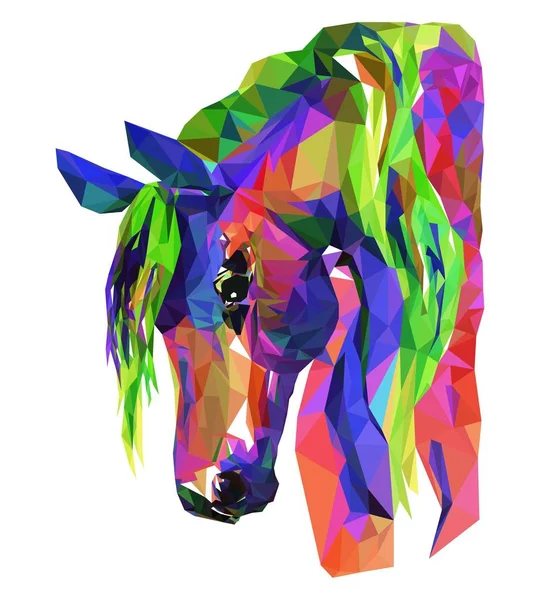 Horse head, mosaic. Trendy style geometric on white background. — Stock Vector