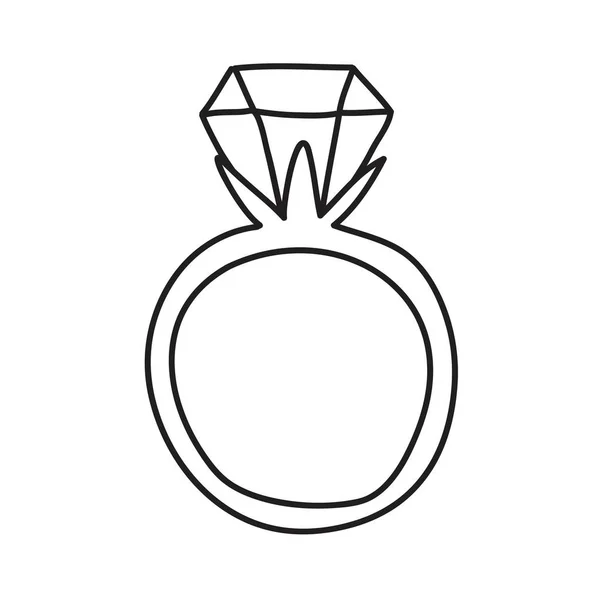 Ring with a diamond. Doodle icon. Vector illustration. — Stock Vector