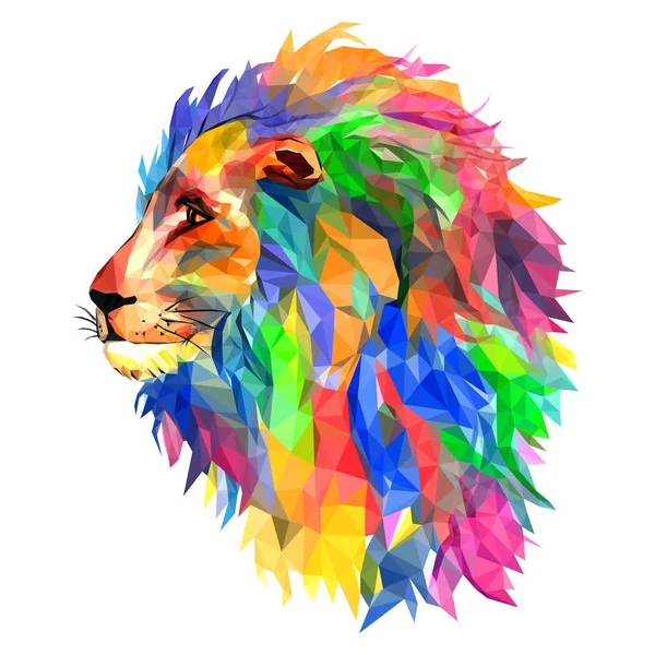 Löwenkopf, König der Tiere, Mosaik. — Stockvektor