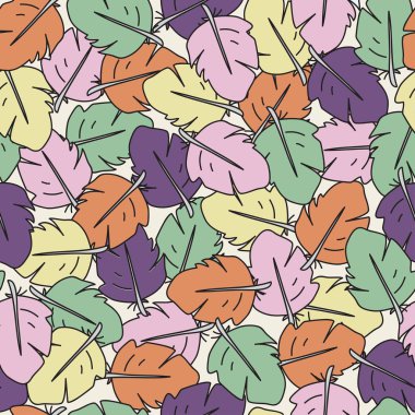 Boyalı tüyleri renkli seamless modeli