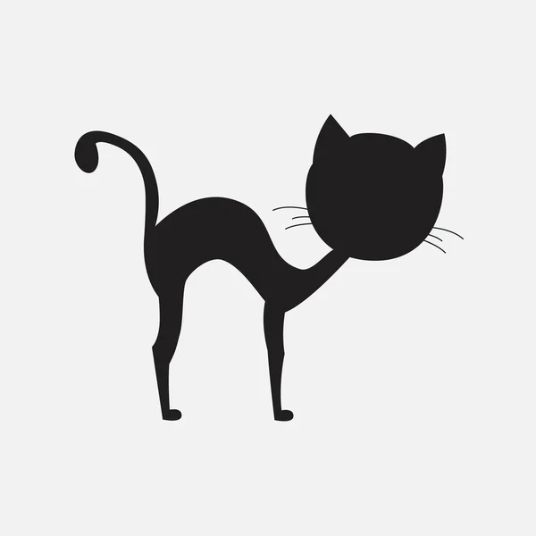 Silueta neagră a unei pisici. Schiță — Vector de stoc