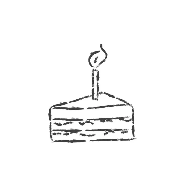 Ein Stück Kuchen Mit Kerzen Vektorskizze — Stockvektor