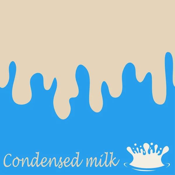 Gotas de leite condensado. Bandeira sem costura vetorial. Envolvimento de pac — Vetor de Stock
