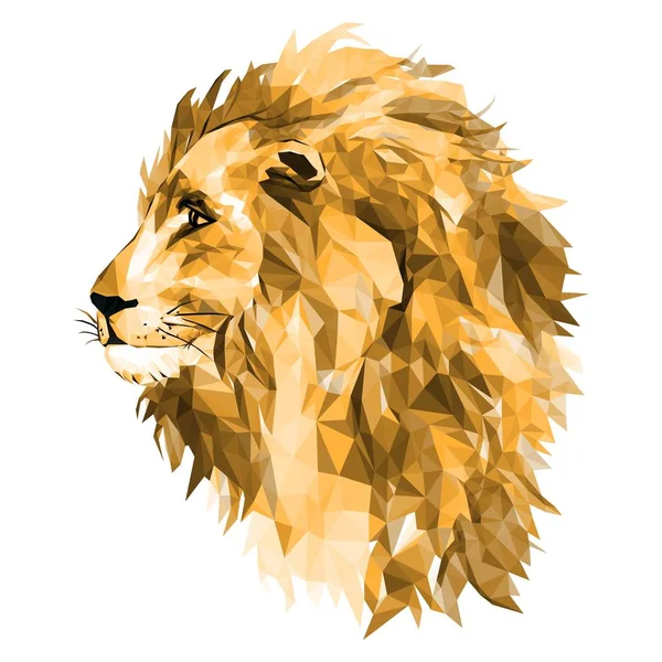 Lion's head, king of beasts, mosaic. Trendy style geometric on w — Stock Vector