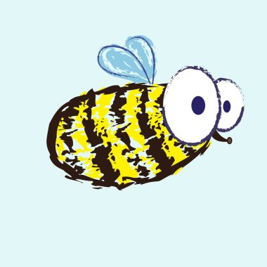 Beyaz bir arka plan üzerinde uçan yaban arısı. Vektör çizgi film illustrat