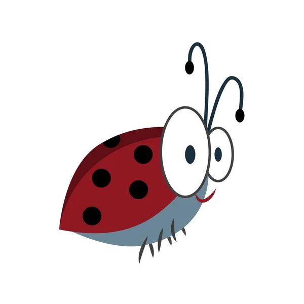 Coccinella su sfondo bianco. Illustrazione del cartone animato vettoriale — Vettoriale Stock