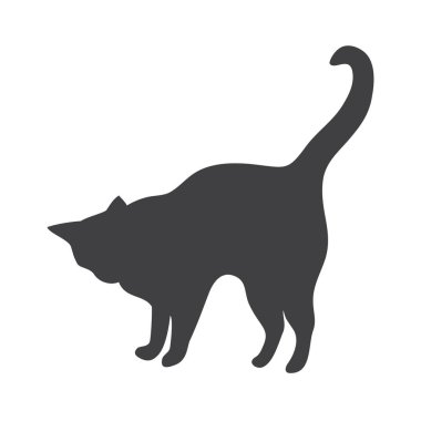 Bir kedi tarafında siyah silüeti. Vektör çizim
