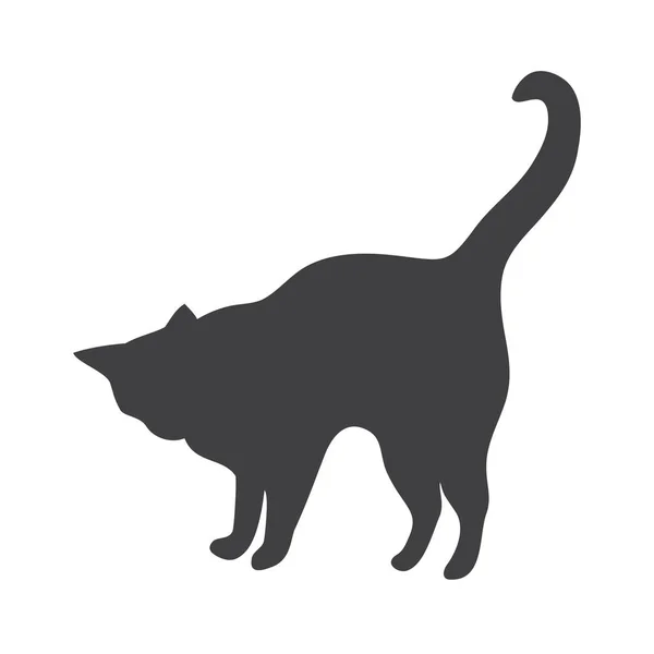 Schwarze Silhouette einer Katze an der Seite. Vektorillustration — Stockvektor