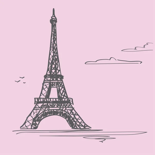 明信片 "爱巴黎"。矢量图与 th 图像 — 图库矢量图片