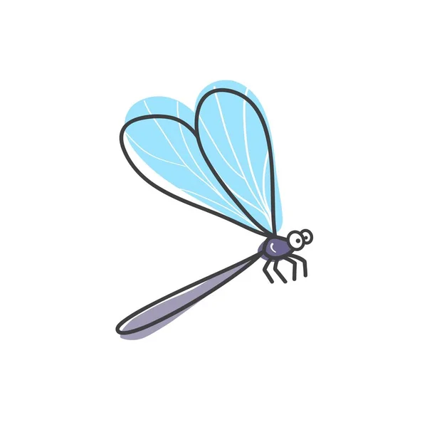 Schattige cartoon dragonfly op een witte achtergrond. Vector illustratio — Stockvector