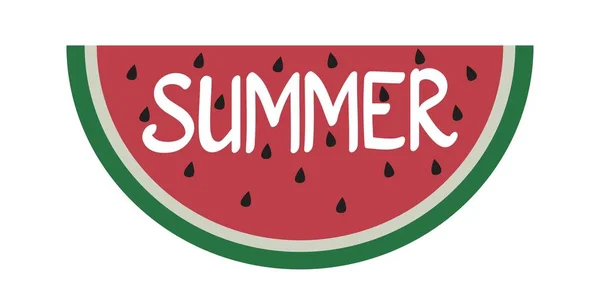 Summer. Letters are carved in a watermelon. Vector inscription f — Stock Vector