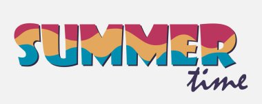 Yaz saati. Mektuplar için parlak bir dalga stilize edilmiş. Vektör inscr