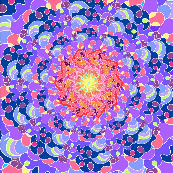 Fond mosaïque lumineux dans une forme ronde. Ornement abstrait coloré — Image vectorielle