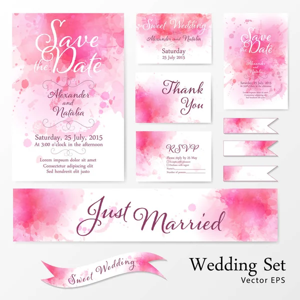 Hochzeit Aquarell Set. — Stockvektor