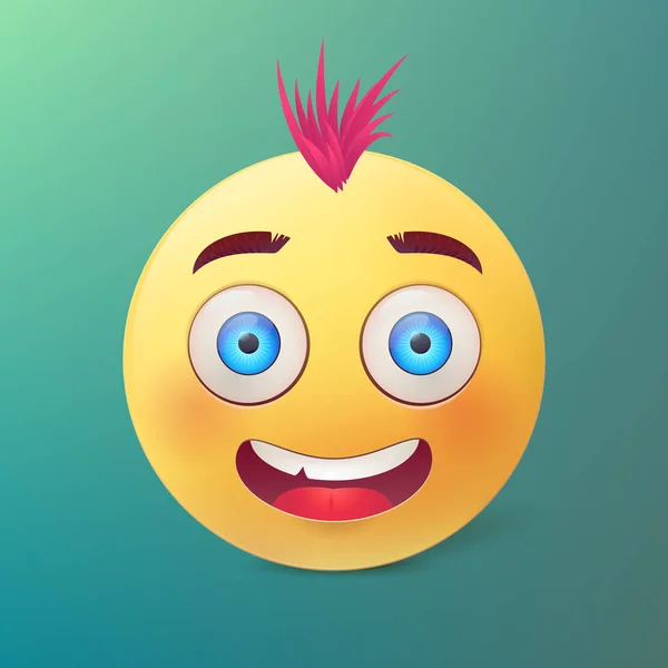 幸せの笑顔の顔とピンクの髪を持つベクター イエロー ボール. — ストックベクタ