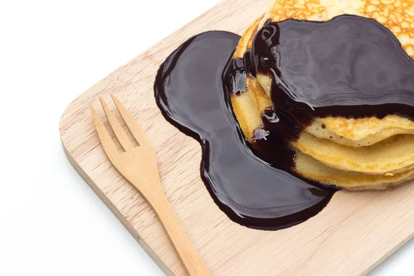 Pancakes With Chocolate Syrup — Stock Photo, Image
