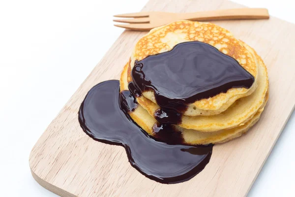 Pancakes With Chocolate Syrup — Stock Photo, Image