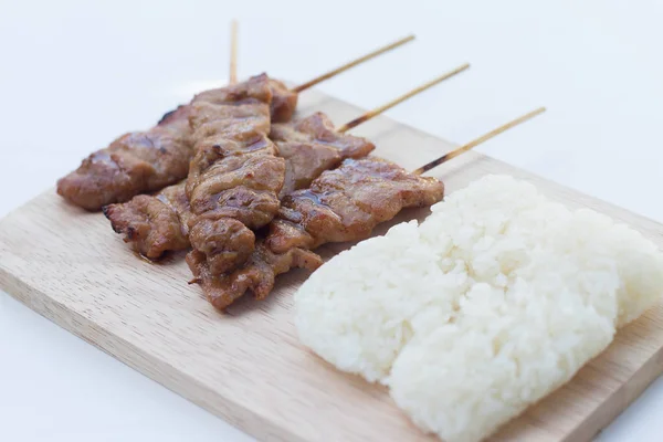 Gegrild varkensvlees in Aziatische stijl kleefrijst — Stockfoto