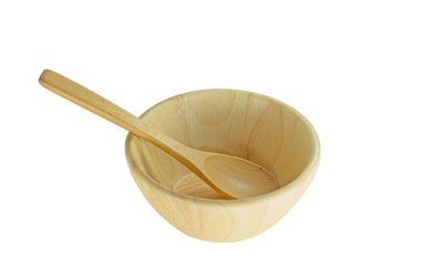 Beyaz arka plan üzerinde ahşap mutfak eşyaları